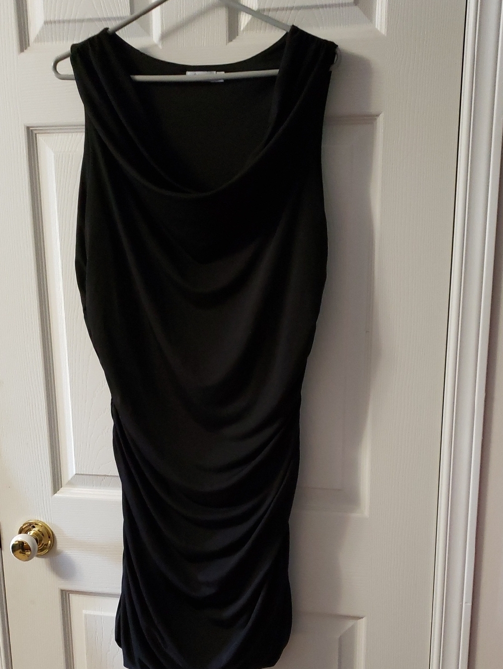 Reitmans Black Sleeveless Draped Midi Dress